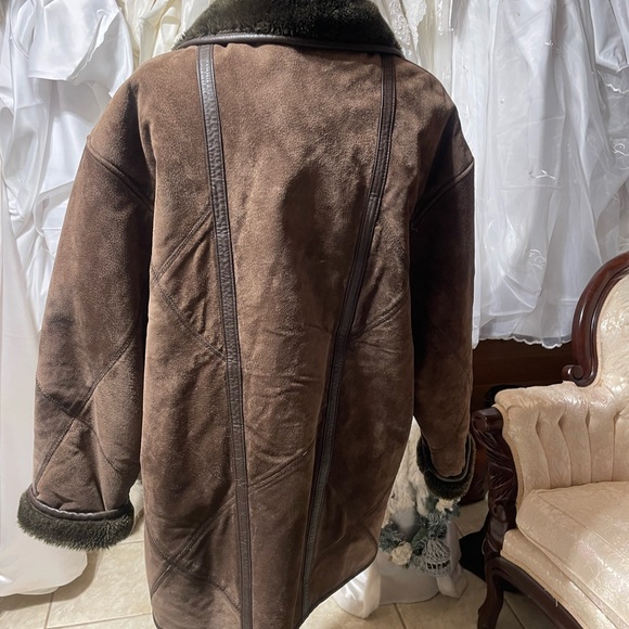 Mens suede faux fur lined coat - Picture 6 of 8
